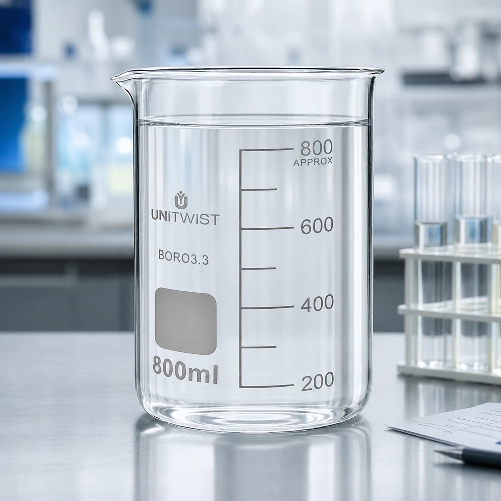 Becherglas 800ml Borosilikat, hohe Form UNiTWIST Becherglas 800ml Borosilikat 3.3 hohe Form UNITWIST für Labor und Gewerbe graduiert
