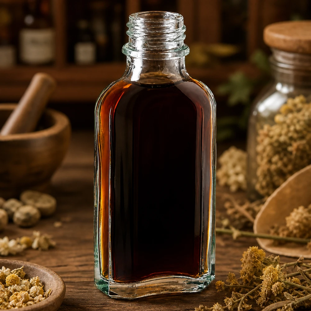 50 ml Meplatflasche klar DIN22 aus Glas für professionelle Abfüllung von Tinkturen und Extrakten