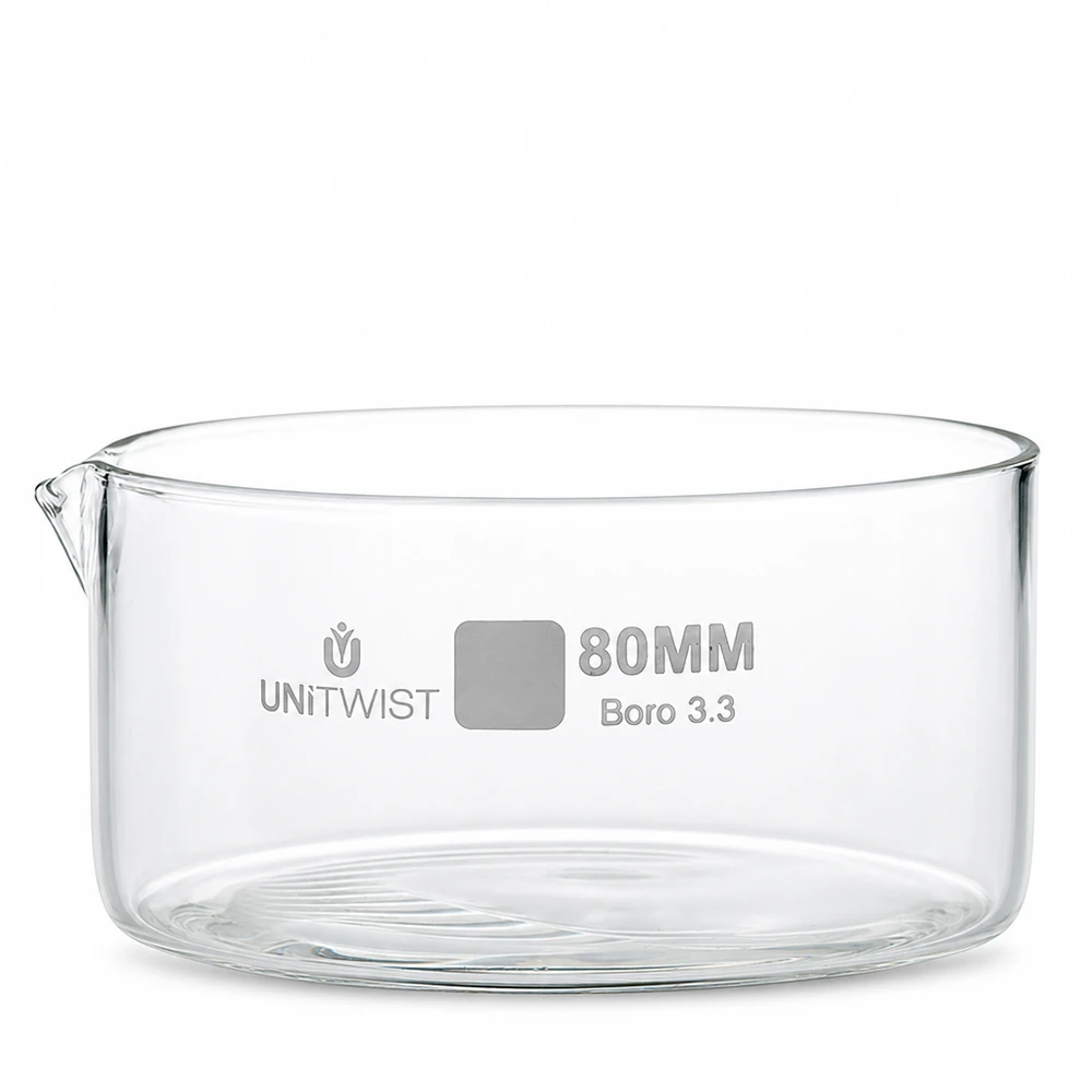 Kristallisierschale ø80mm Borosilikatglas UNiTWIST Kristallisierschale 80mm Borosilikatglas 3.3 UNiTWIST flache Glasschale für Labor und Gewerbe