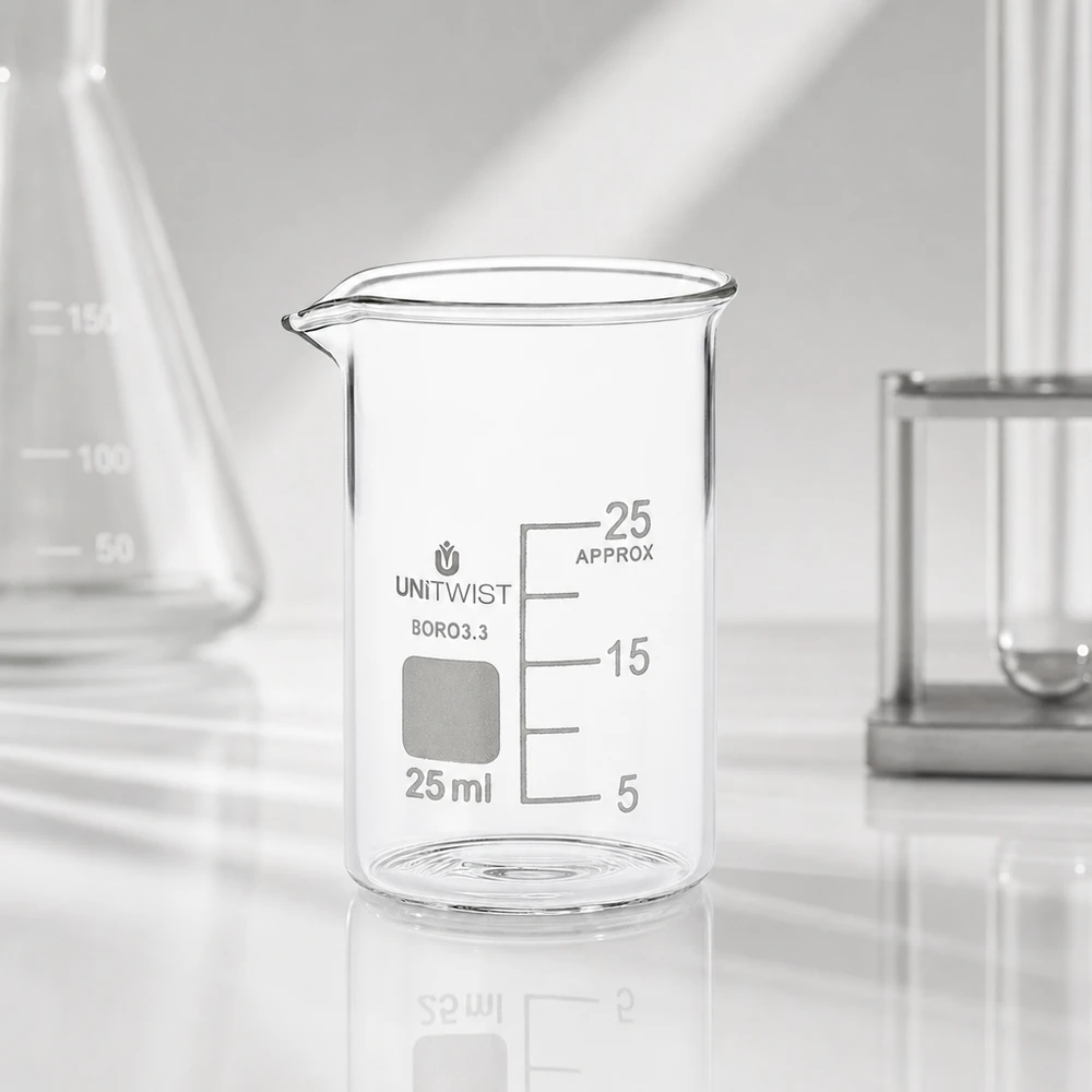 Becherglas 25ml Borosilikat, niedrige Form UNiTWIST Becherglas 25 ml Borosilikat 3.3 niedrige Form UNiTWIST für Labor und Gewerbe