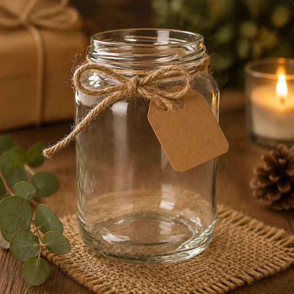 UNiTWIST Runda1700 Sturzglas 1700ml TO100 dekorativ mit Juteschnur Geschenkanhänger rustikal Dekoration
