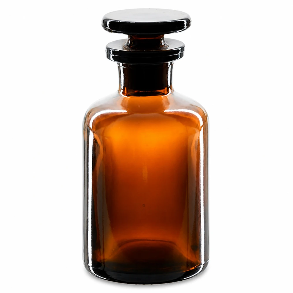 Braune Rundschulterflasche 50ml Enghals mit Glasstopfen für Labor und Fachhandel Pacadura