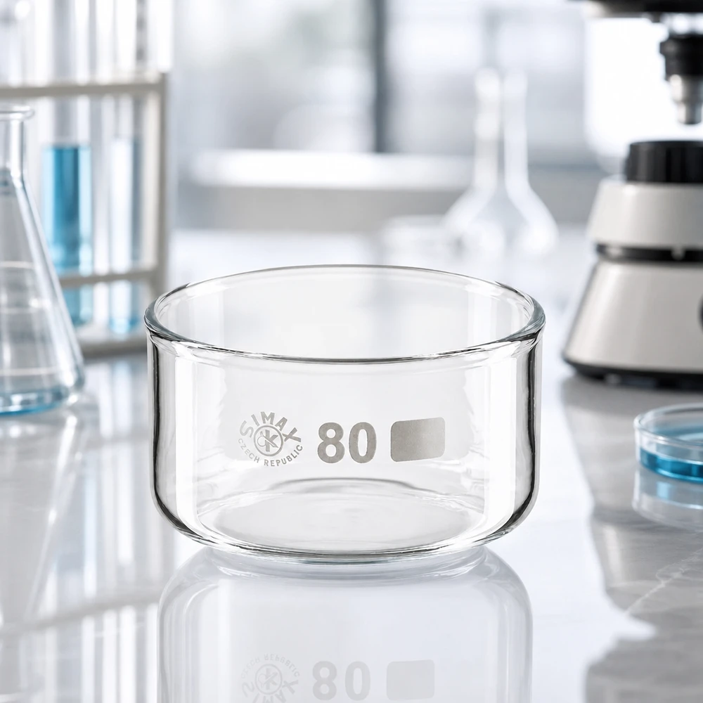 150ml Kristallisierschale ohne Ausguss Borosilikat ø80mm Kristallisierschale 150ml Borosilikatglas ohne Ausguss Durchmesser 80mm SIMAX Laborglas professionell