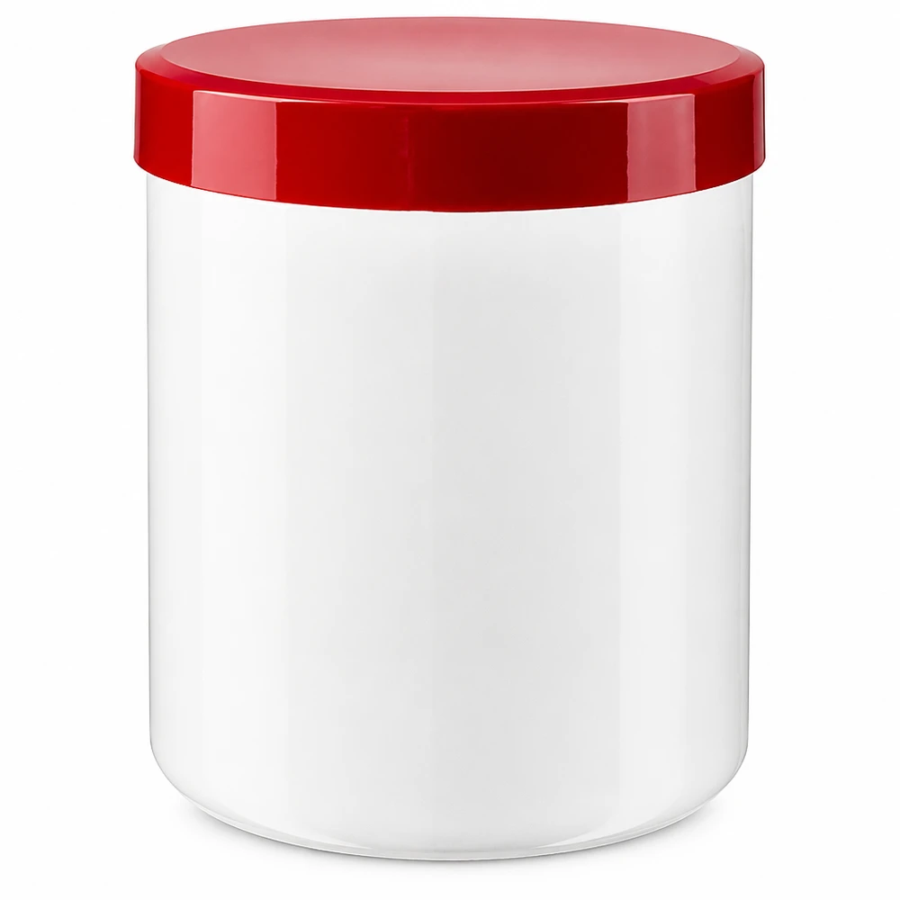 Salbenkruke 250g weiß PP-Kunststoff mit rotem Schraubdeckel für professionelle Abfüllung Pacadura