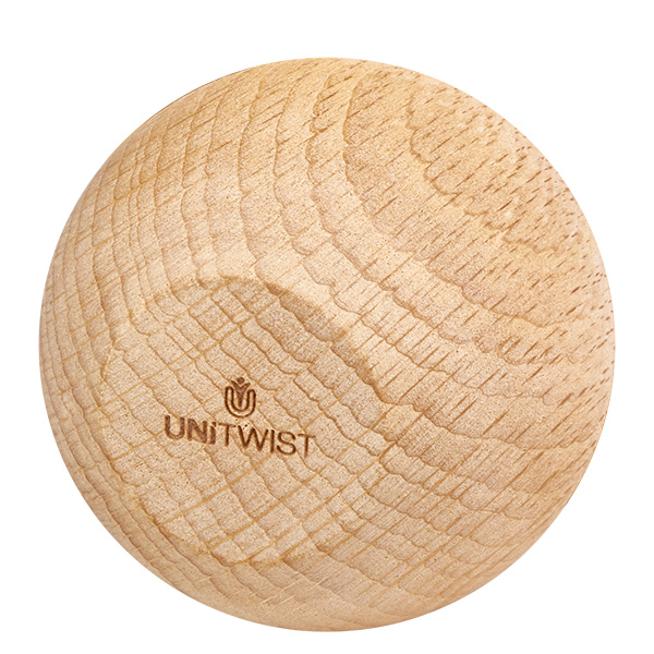 UNiTWIST Holzkugel (Buche) für WECK RR60 UNiTWIST Holzkugel aus Buche Nahaufnahme Maserung und Logo WECK RR60 Deckelknopf Ersatzteil