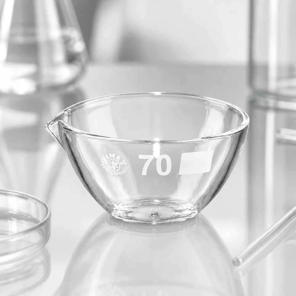 60ml Abdampfschale mit Ausguss Borosilikat ø70mm 60ml Abdampfschale Borosilikat mit Ausguss ø70mm für professionelle Laboranwendungen bei Pacadura.de