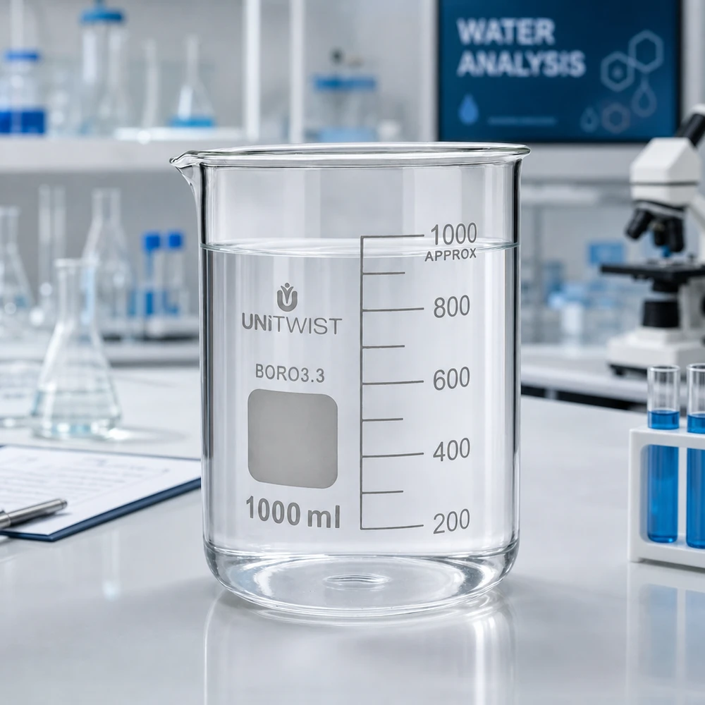 UNiTWIST Becherglas 1000ml Borosilikat 3.3 niedrige Form für Labor und Gewerbe