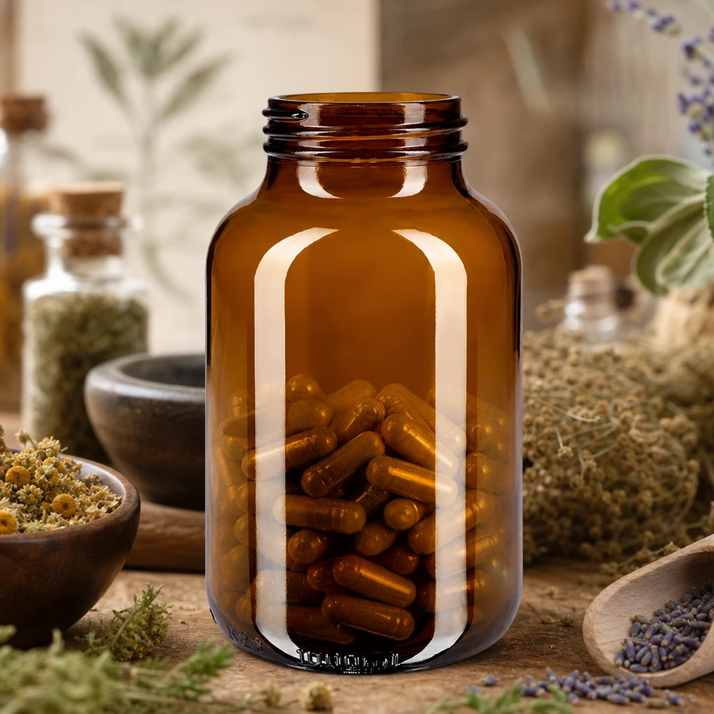 1000ml Weithalsflasche Braunglas für professionelle Lagerung von Kapseln und pharmazeutischen Produkten