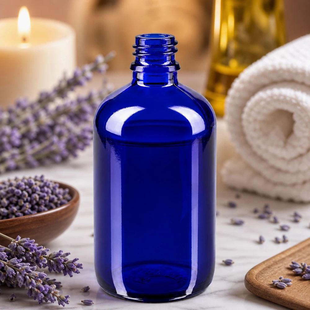 Tropfflasche 100ml DIN 18 BLAUGLAS 100ml blaue Apothekenflasche aus ApoGlas für professionelle Anwendung in Pharmazie und Kosmetik bei Pacadura