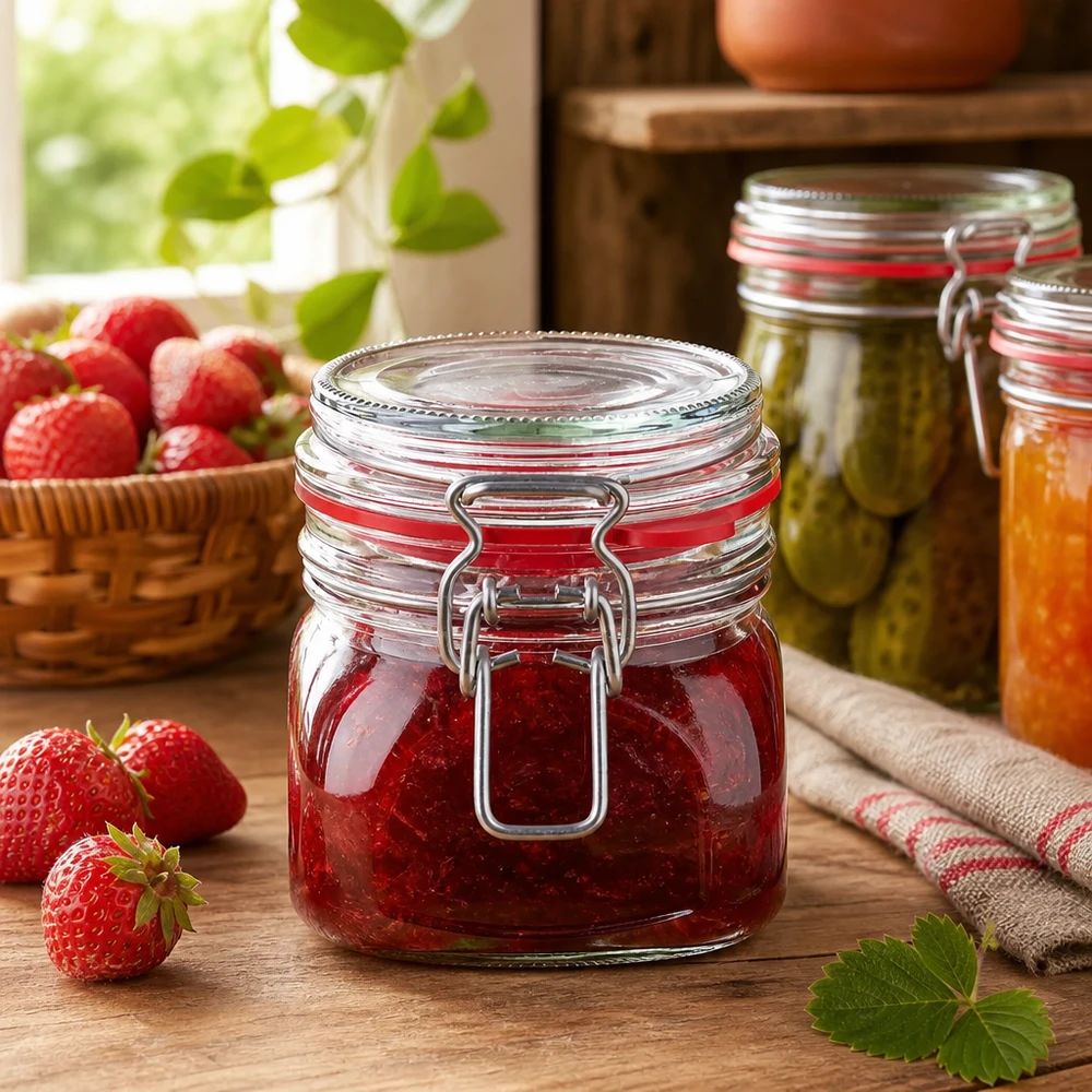 370ml Vorratsglas Typ G mit Bügelverschluss UN.. 370ml Vorratsglas mit Bügelverschluss für professionelle Lebensmittellagerung - Glaskonserve für Gewerbebetriebe