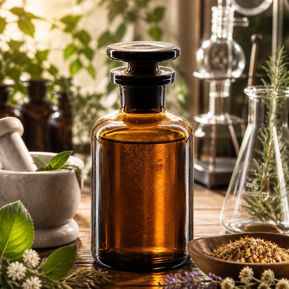 Rundschulterflasche 50ml Braunglas Enghals mit Glasstopfen für professionelle Labor- und Pharmaanwendungen