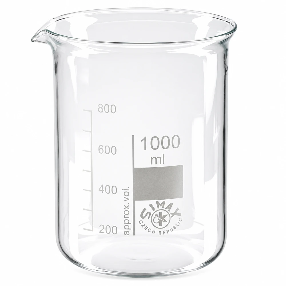 Becherglas 1000ml Borosilikatglas, niedrige Form Becherglas 1000ml aus Borosilikatglas niedrige Form für professionellen Laboreinsatz und Gewerbeanwendungen