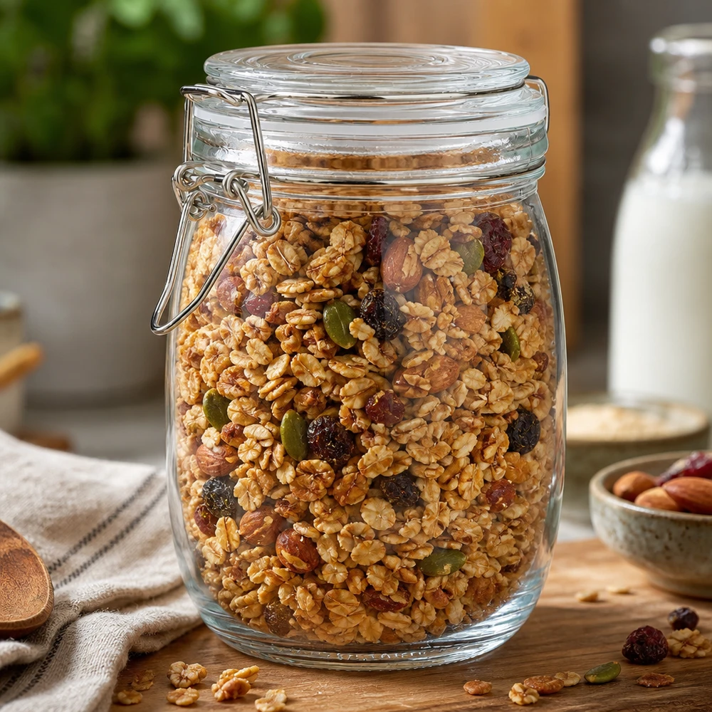 1000ml Vorratsglas mit Bügelverschluss für Müsli und Nüsse im Großhandel bei Pacadura.de