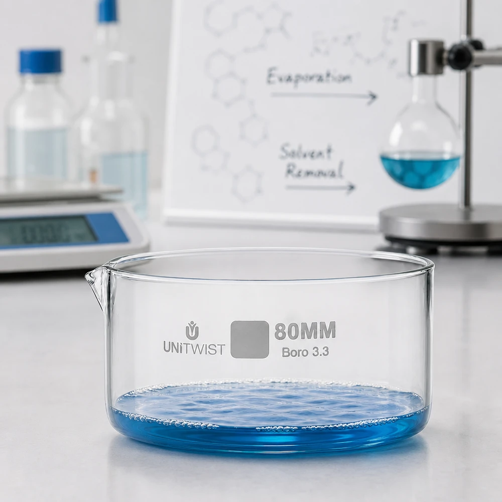 Kristallisierschale 80mm Borosilikatglas 3.3 UNiTWIST für Labor und Gewerbe professionell und hitzebeständig