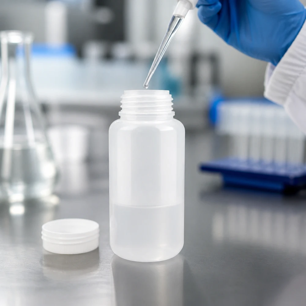 1000ml Weithals-Laborflasche aus HDPE ohne Verschluss für professionellen Laboreinsatz bei Pacadura
