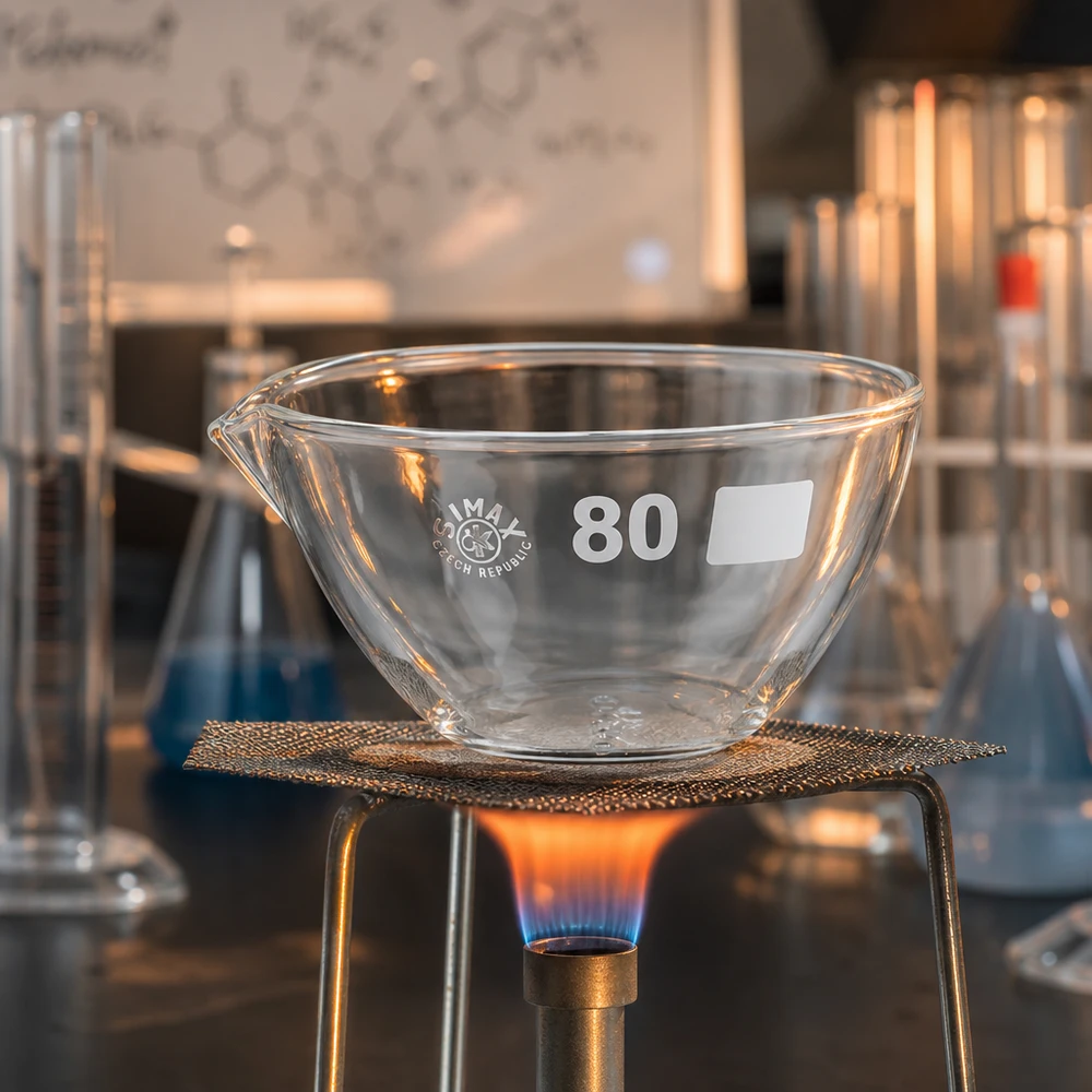 90ml Abdampfschale Borosilikat mit Ausguss ø80mm für professionelle Laboranwendungen bei Pacadura.de