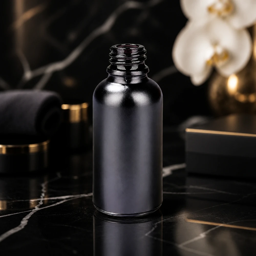 30ml Apothekerflasche schwarz UT18/30 UNiTWIST Gewinde für professionelle Anwendung Violettglas BlackLine Serie