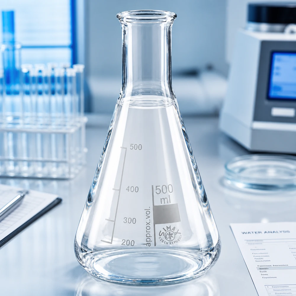 Erlenmeyerkolben 500ml Enghals Erlenmeyerkolben 500ml Enghals aus Borosilikatglas für professionelle Laboranwendungen bei Pacadura.de