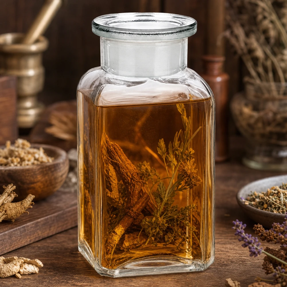 Vierkantflasche 100ml Klarglas mit Glasstopfen Weithals für Laboratorien Apotheken und Fachbetriebe