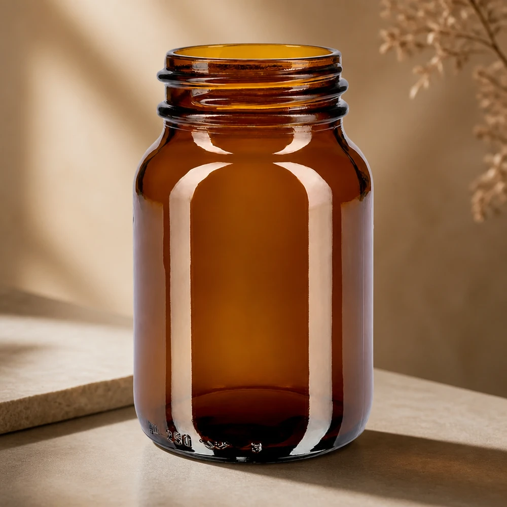 250ml Weithalsflasche aus Braunglas für professionelle Verpackung und Lagerung von Produkten im Fachhandel