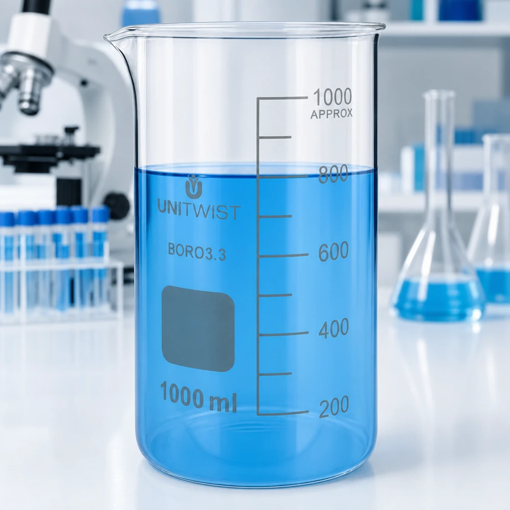 Becherglas 1000ml Borosilikat, hohe Form UNiTWIST Becherglas 1000ml hohe Form Borosilikat 3.3 UNITWIST für Labor und Gewerbe graduiert