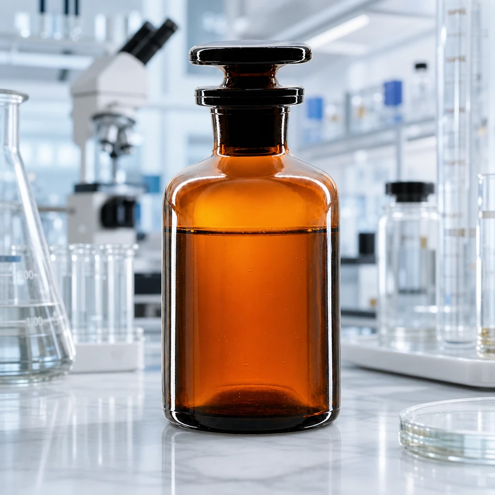 Rundschulterfl. 50ml braun Enghals Glasstopfen Braune Enghals-Rundschulterflasche 50ml mit Glasstopfen für Labor und Fachhandel bei Pacadura.de