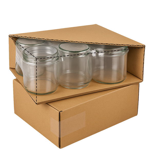 245ml Rundglas ohne Deckel (TO58deep) UNiTWIST 196ml Hexagläser in Kartonverpackung zeigen praktische Lieferung der sechseckigen Marmeladengläser mit BasicSeal Deckel