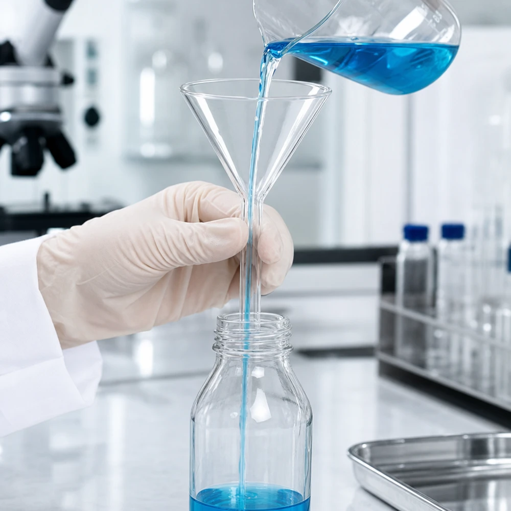 Trichter ø60mm Kalk-Soda, Winkel 60°, Kurzstil Labortrichter 60mm Durchmesser aus Kalk-Soda-Glas mit 60° Winkel und Kurzstiel für professionelle Anwendungen