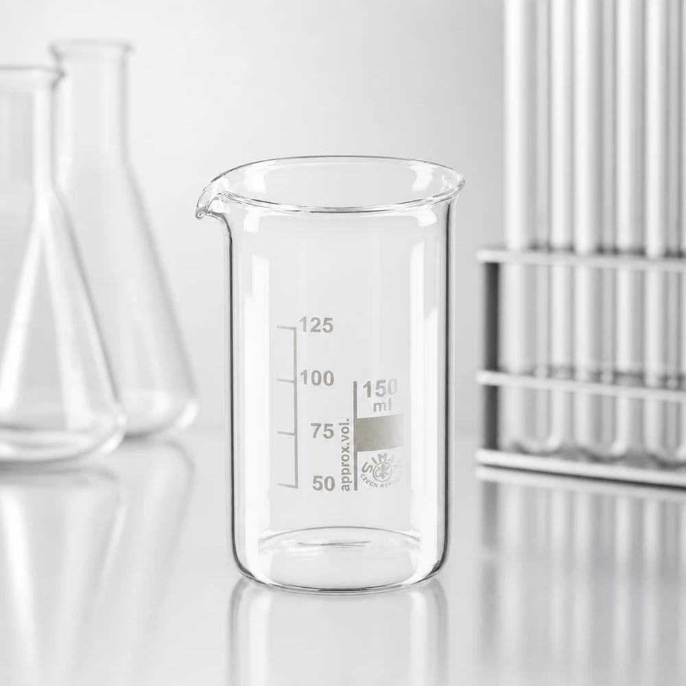 Becherglas 150 ml hohe Form aus Borosilikatglas für professionellen Laboreinsatz bei Pacadura.de