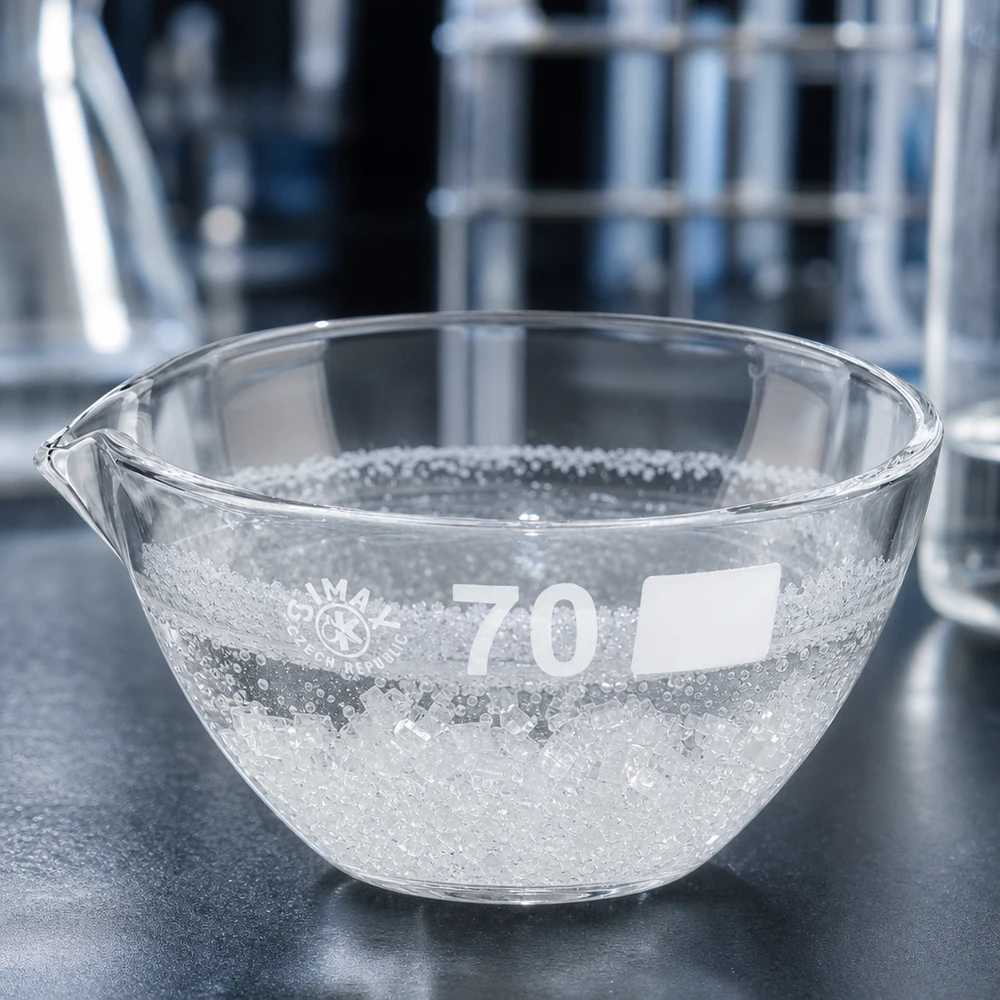 60ml Abdampfschale Borosilikat mit Ausguss ø70mm für professionelle Laboranwendungen bei Pacadura.de