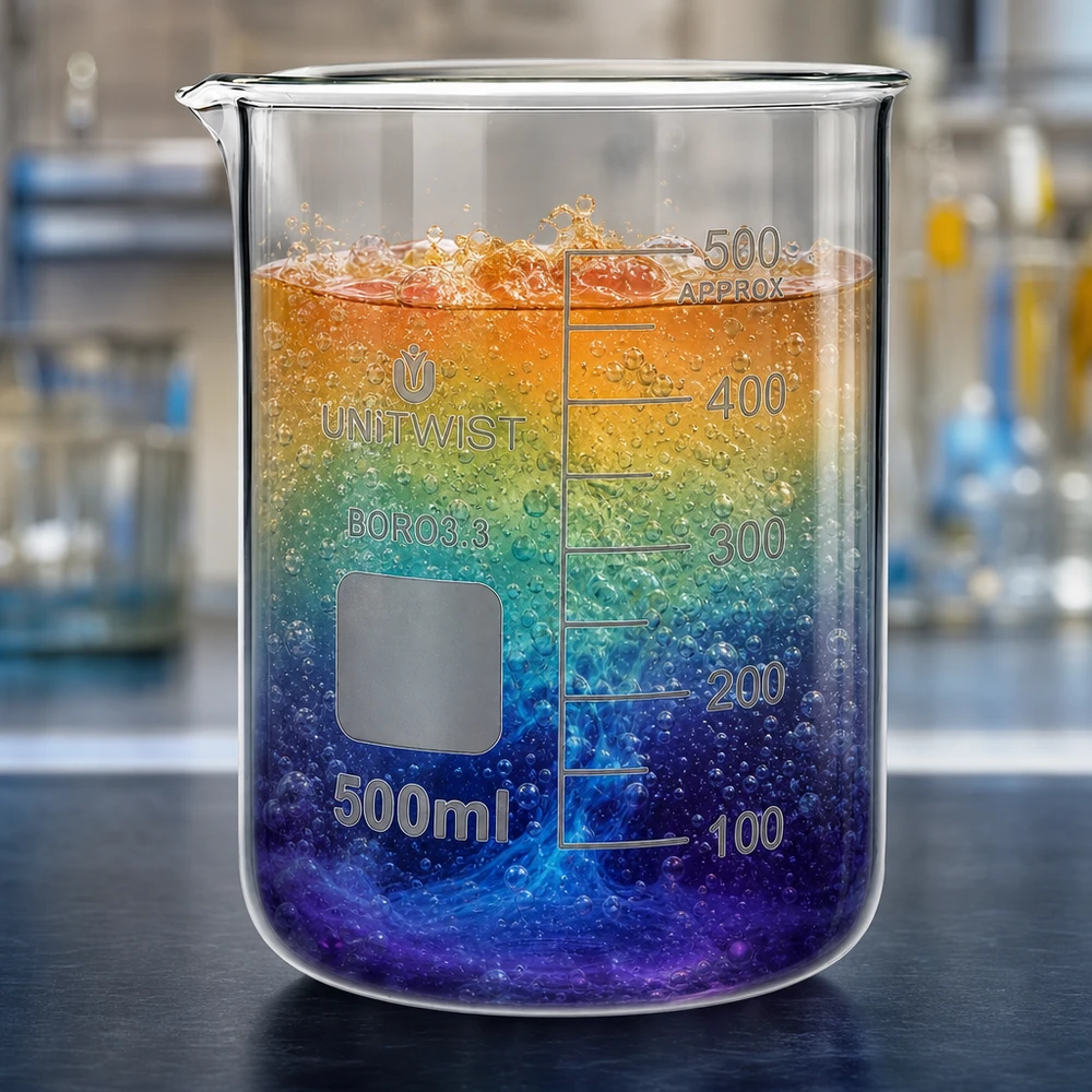 Becherglas 500ml Borosilikat niedrige Form UNiTWIST für professionellen Laboreinsatz BORO3.3