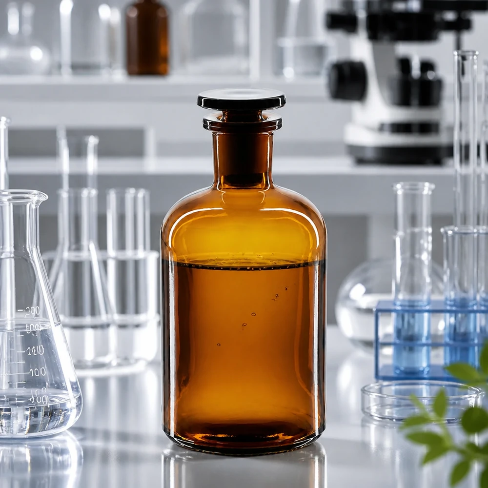 Braune Enghals-Rundschulterflasche 250ml aus Glas mit Glasstopfen für Labor und Gewerbe