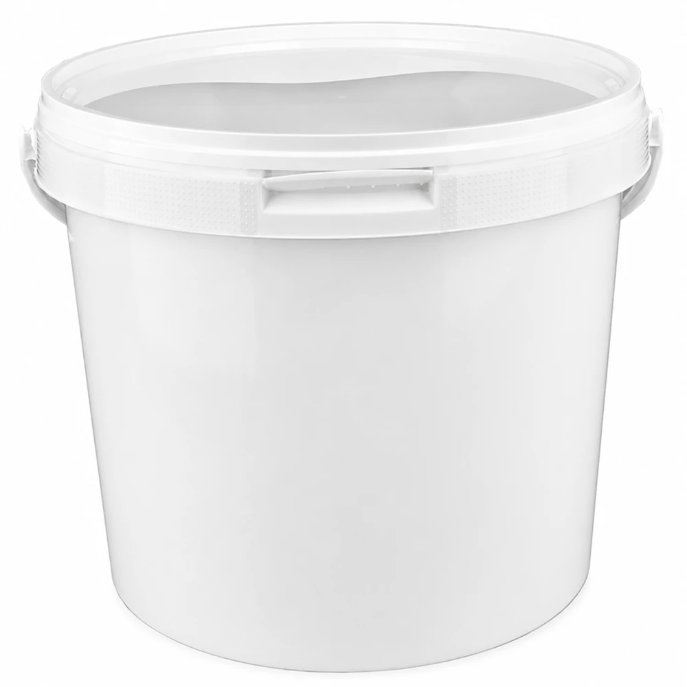 Eimer 5.6L aus weißem Kunststoff Polypropylen mit Deckel Weißer Kunststoff-Eimer 5,6L aus PP mit Deckel für gewerblichen Einsatz bei Pacadura.de