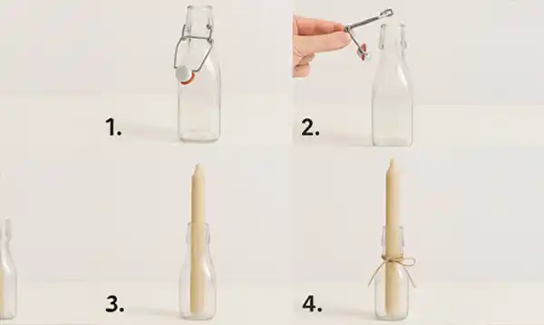 DIY Kerzenhalter aus Drahtbügel-Flasche