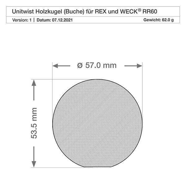 UNiTWIST Holzkugel (Buche) für WECK RR60 UNiTWIST Holzkugel (Buche) für WECK RR60