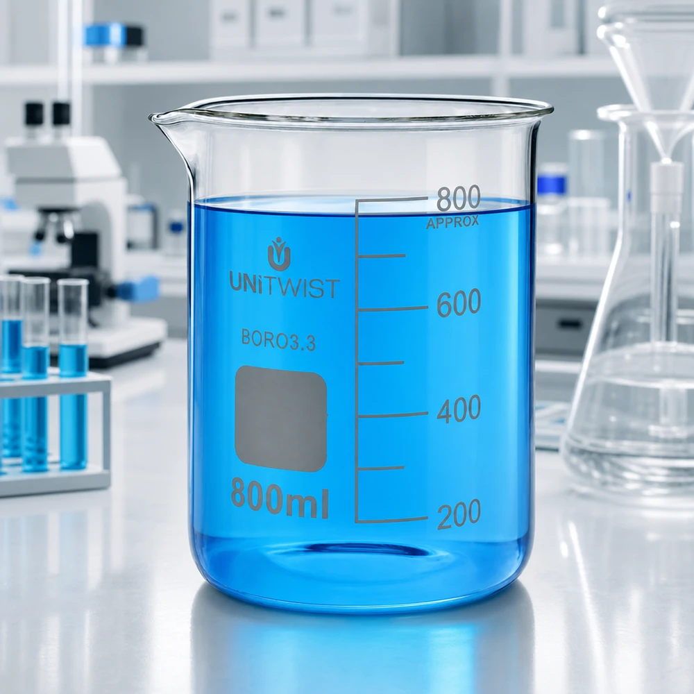 Becherglas 800ml Borosilikat 3.3 niedrige Form UNiTWIST für Labor und Gewerbe