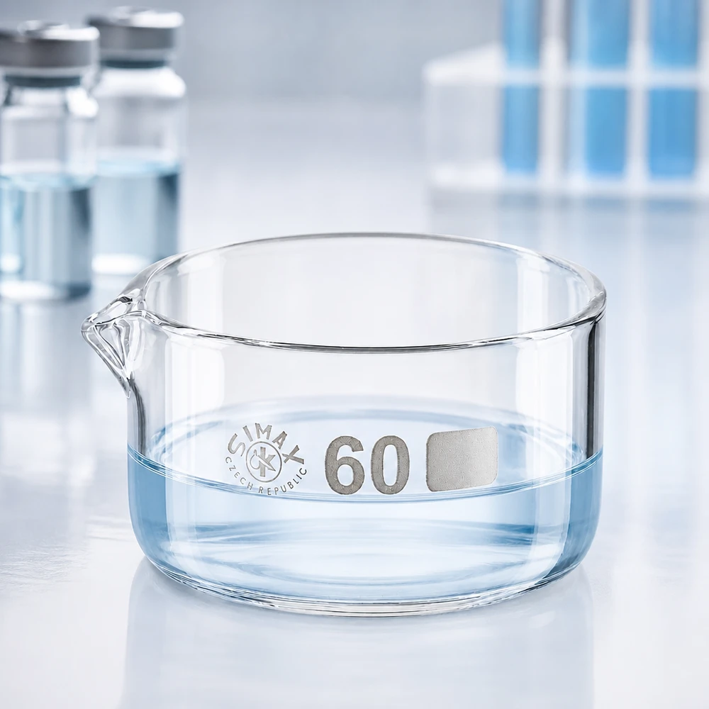 Simax Kristallisierschale 60ml Borosilikatglas mit Ausguss Ø60mm für Labor und Gewerbe