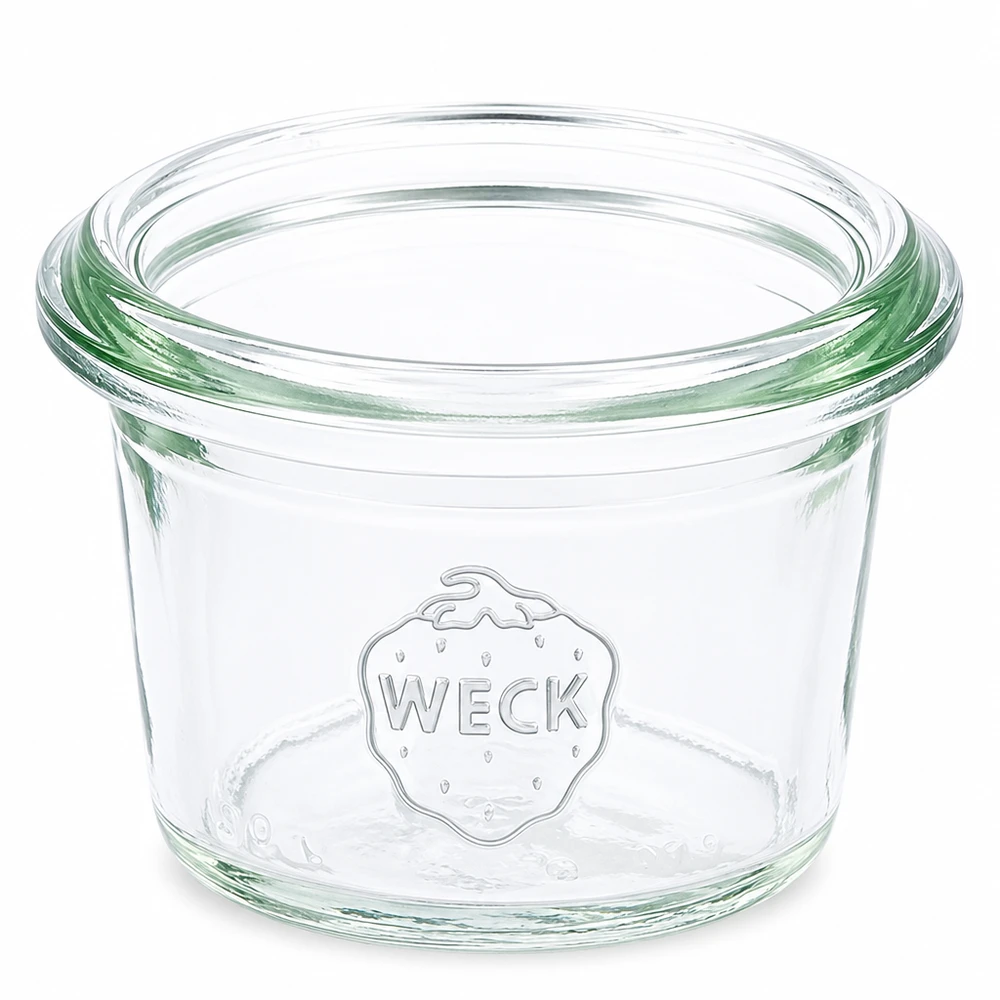 WECK Sturzglas 35ml RR40 aus klarem Glas mit geprägtem Logo für Einmachen und Aufbewahrung