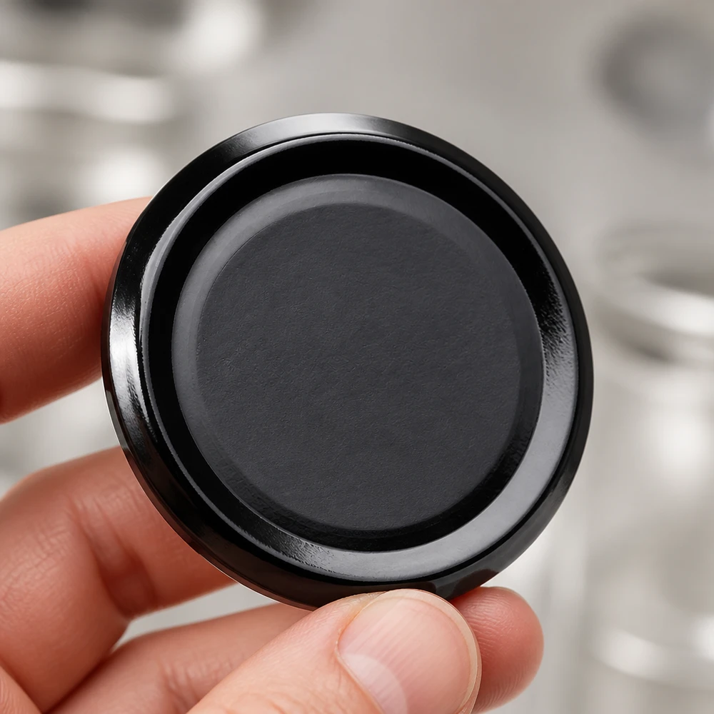 58mm BasicSeal Deckel schwarz (TO58deep) UNiTWIST 58mm BasicSeal Schraubdeckel TO58deep schwarz Weißblechdeckel für Twist-Off-Gläser Großhandel Pacadura