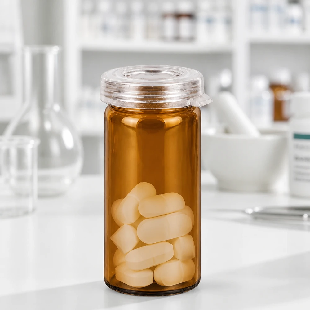 Tabletten/Rollrandglas 5ml klar mit Schnappdeckel Klares Rollrandglas 5ml mit Schnappdeckel für Tabletten pharmazeutischer Fachbedarf Pacadura