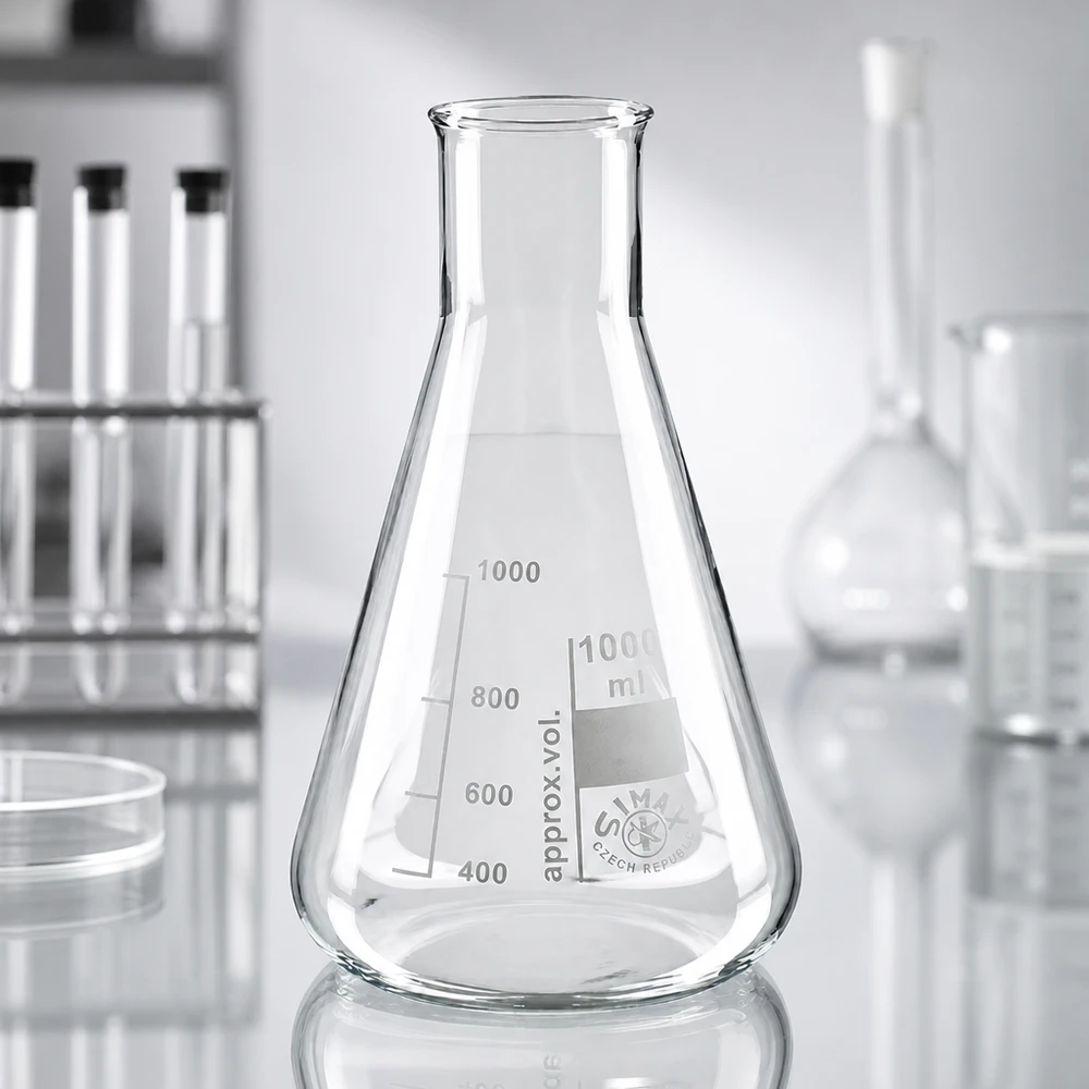 Erlenmeyerkolben 200ml Weithals Erlenmeyerkolben 200ml Weithals aus Borosilikatglas für professionelle Laboranwendungen bei Pacadura