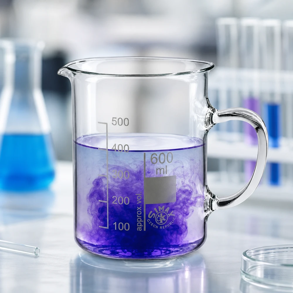 Becherglas 600ml Borosilikatglas, mit Henkel Becherglas 600ml Borosilikatglas mit Henkel für professionellen Laboreinsatz von Simax