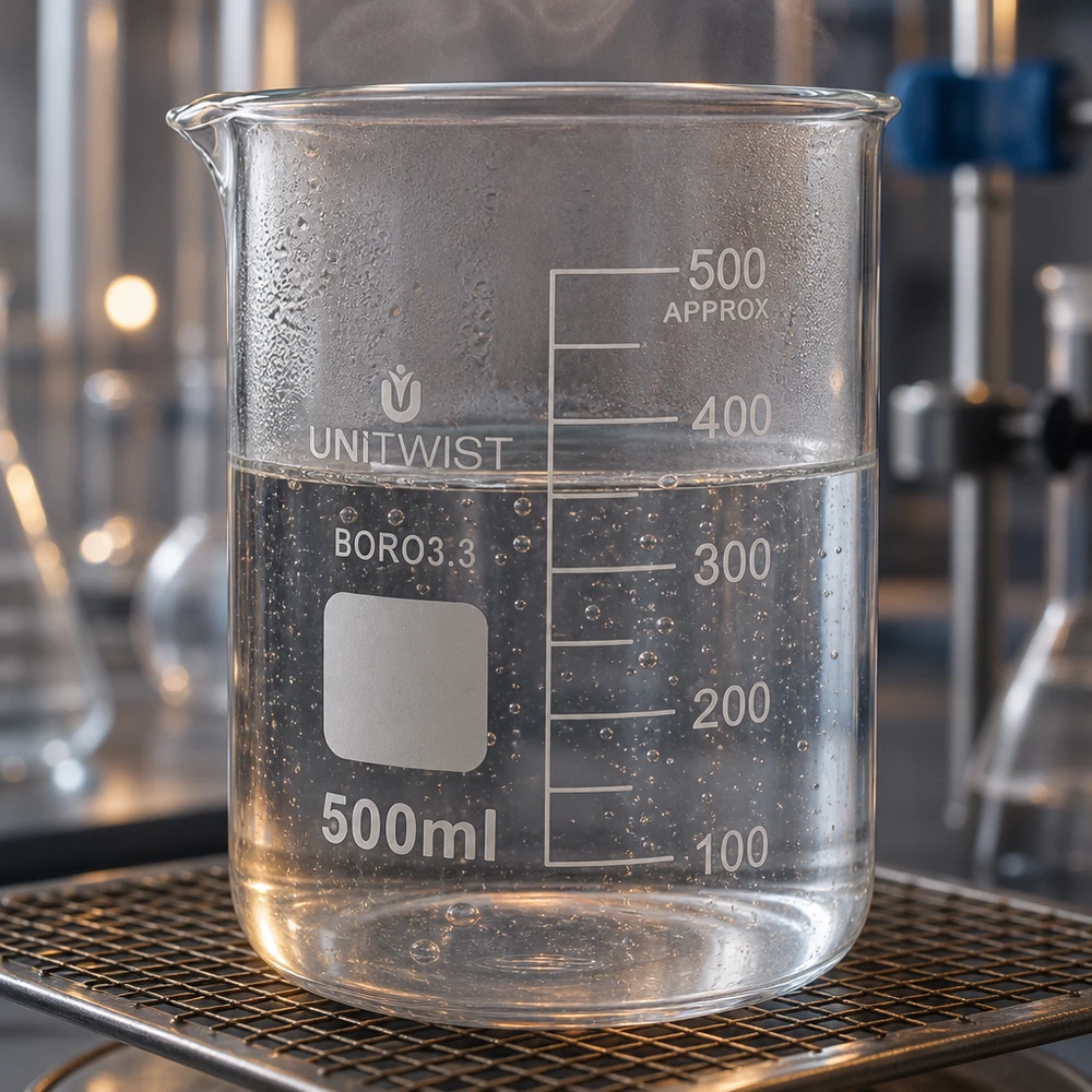 Becherglas 500ml Borosilikat 3.3 niedrige Form UNiTWIST für professionellen Laboreinsatz