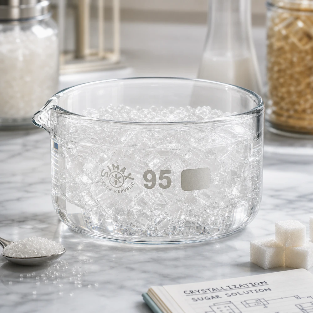 Kristallisierschale 300ml Borosilikatglas Ø95mm mit Ausguss für Labor und Lebensmittelverarbeitung