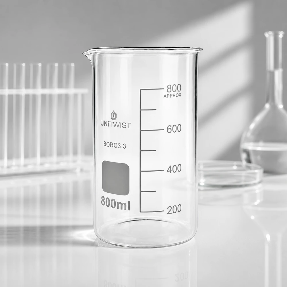 Becherglas 800ml Borosilikat 3.3 hohe Form UNITWIST für Labor und Gewerbe professionell und hitzebeständig