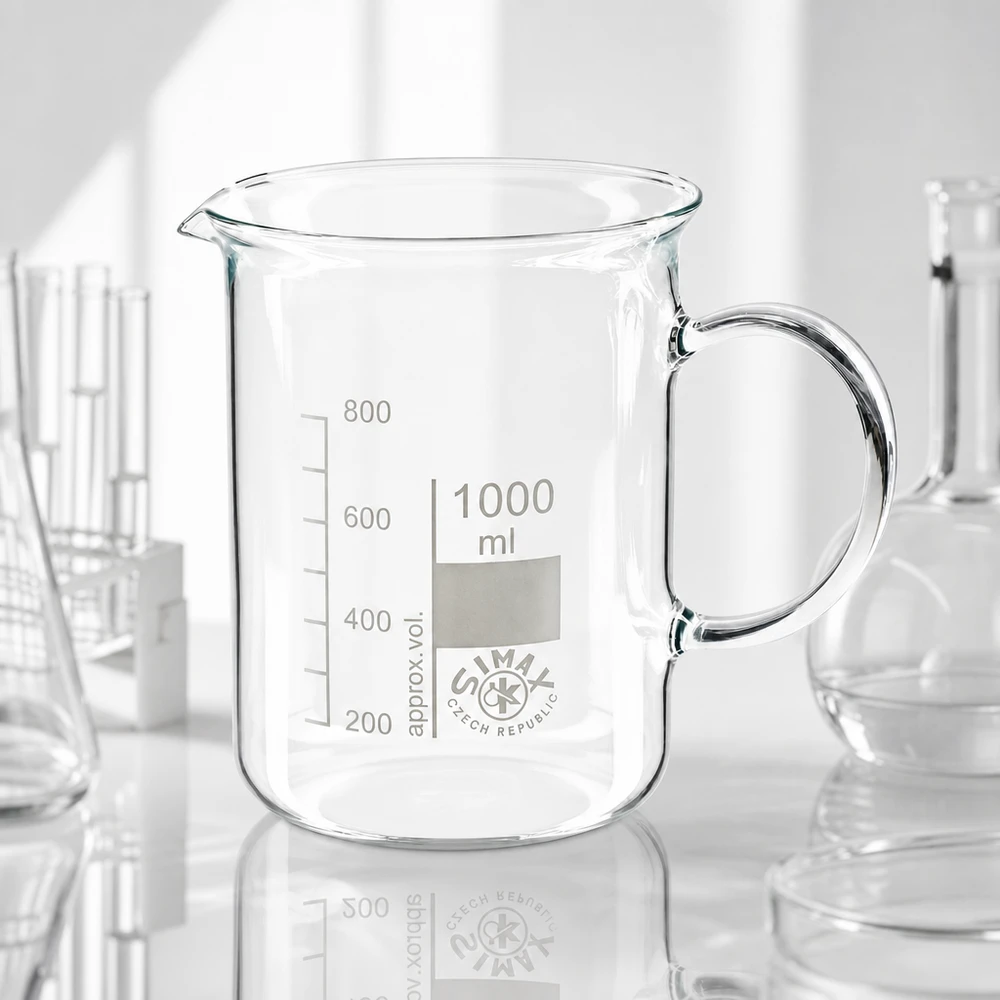 Becherglas 1000 ml Borosilikatglas mit Henkel von SIMAX für Labor und Gewerbe
