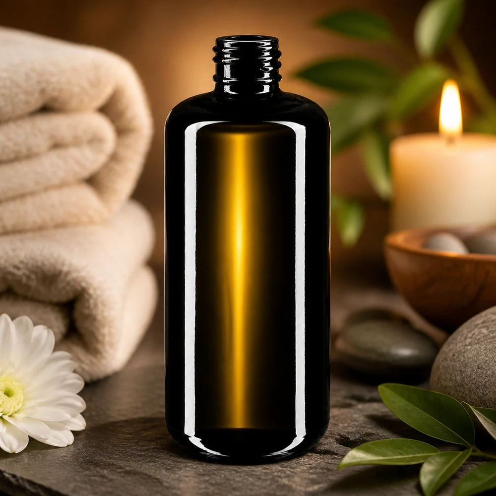 200ml Kosmetikflasche Draco aus Violettglas Miron für professionelle Kosmetik und Aromatherapie im Fachhandel