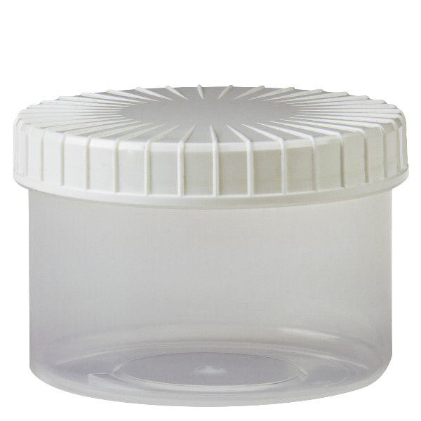 Transparente Schraubdose 250 ml mit gerilltem Vers