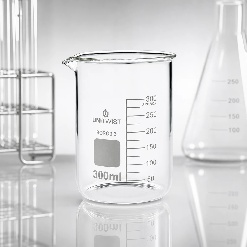 Becherglas 300ml Borosilikat niedrige Form UNiTWIST für professionellen Laboreinsatz im Fachhandel