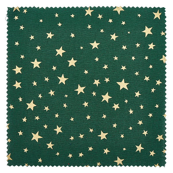 Stoff Schmuckdeckchen grün "Sterne" 12cm eckig Detailaufnahme grüner Stoff mit goldenen Sternen verschiedener Größen, Schmuckdeckchen Material 12x12cm eckig